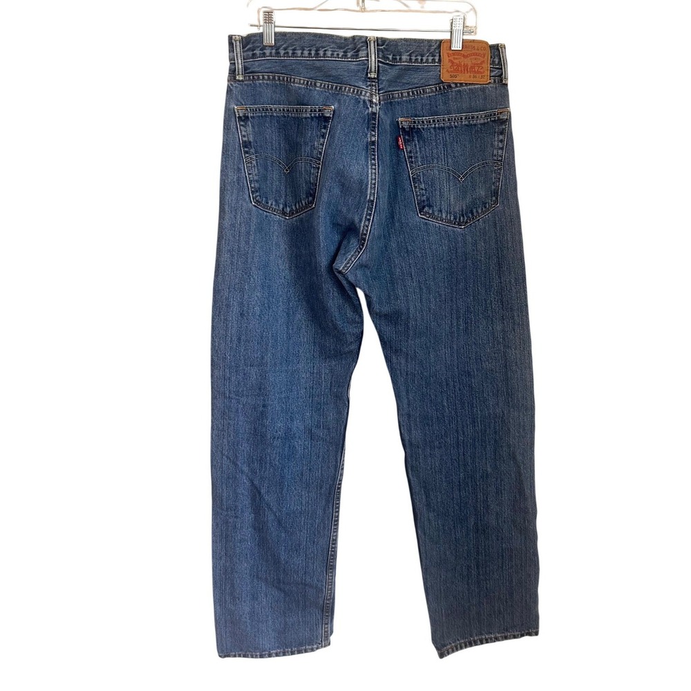 Levis 505 Regular Fit Straight Leg Jeans Mens 36x32 Blue Denim Medium Wash P00